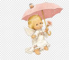 baby angel holding umbrella