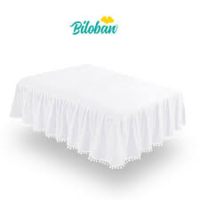 biloban white crib skirt pleated with