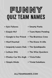 301 top quiz and trivia team names