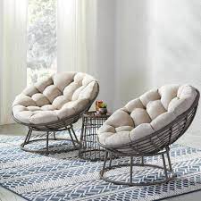How to choose the most suitable this outdoor papasan chair is one of our top recommendations because of the comfort it offers. Hampton Bay Tuckberry Papasan 3 Piece Wicker Outdoor Patio Bistro Chat Set With Putty Tan Cushion 65 518165a The Home Depot