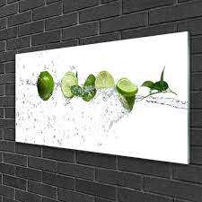 Glass Wall Art Lime Water Kitchen Green