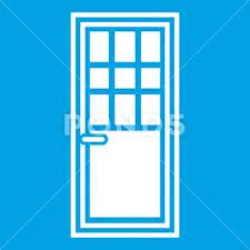 Wooden Door With Glass Icon White