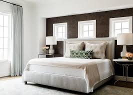 Brown Accent Wall With Light Gray Bed