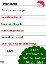 Free Printable Kids Christmas Wish List Santa Letter Must