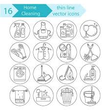 House Cleaning Thin Line Vector Icon Set For Cleaning Companies