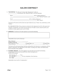 free salon contract template pdf word