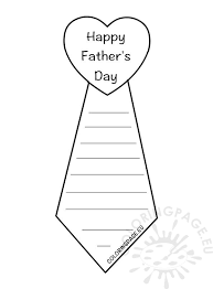 Fathers Day 2017 Tie Card Template Coloring Page