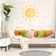 sun and clouds wall decal plastic free