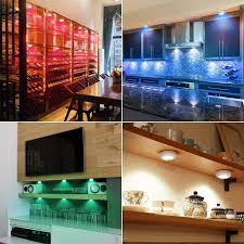 Rgbw 16 Colors Led Under Cabinet Lighting Dimmer Timing Function Led Puck Lights Night Lamp For Cupboard Close Wardrobe Under Cabinet Lights Aliexpress