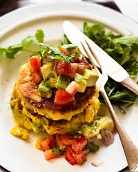 corn fritters with avocado salsa