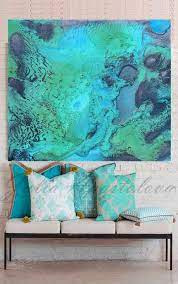 Turquoise Print Aqua Wall Art Abstract