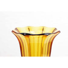 Vintage Amber Art Deco Glass Vase 1930