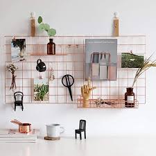 Rose Gold Metal Wire Wall Grid Panel