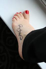 Simple Foot Tattoo Very Stylish Text Piece Which Says Grateful