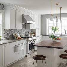 Grey Kitchen Cabinets White Countertops