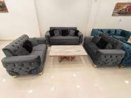 gray 7 seater modern sofa set at rs