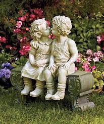 boy bench garden statue