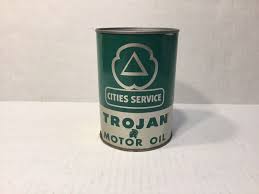 cities service trojan motor oil can