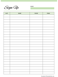 sign up sheet template word free