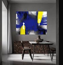 Indigo Blue And Yellow Abstract Print