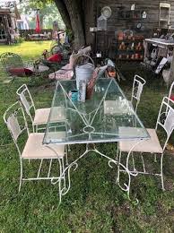 Great 1950s Glass Table Patio Set