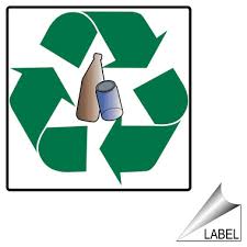 Colored Glass Recycle Symbol Label Sticker
