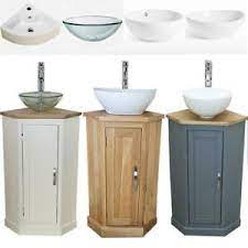 Choose a vanity for your small bathroom that suits your style. Bathroom Vanity Corner Unit Oak Sink Cabinet Ceramic Basin Tap Plug Option Ebay