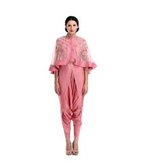 Designer Dusty Pink Organza Cape Dhoti Pants