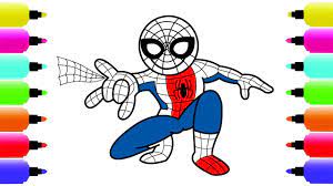 Bé tập vẽ người nhện - how to draw spiderman | Bé tập vẽ - bé tô màu -  YouTube