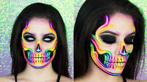 neon rainbow skull make up tutorial