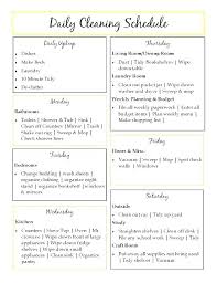 Daily House Cleaning Schedule Daily House Cleaning Checklist