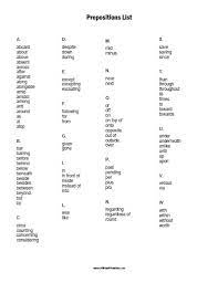 list of prepositions free printable