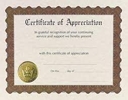 Amazon Com Great Papers Certificate Of Appreciation Pre Printed