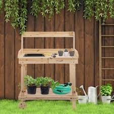 Portable Wooden Potting Bench With