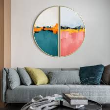 Blue Pink Round Art Abstract Painting