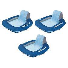 kelsyus floating pool lounger inflatable chair w cup holder blue 3 pack
