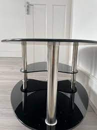 3 Tier Black Glass Coffee Table In