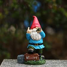 smoking gnome garden gnome statue with
