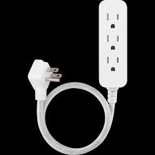 Extension cord 90 degree plug. Cordinate 3 Outlet 2ft Braided Extension Cord White Gray
