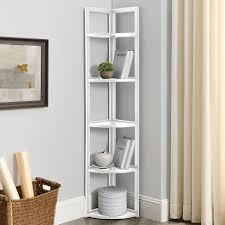 mdf metal corner shelf bookcase white