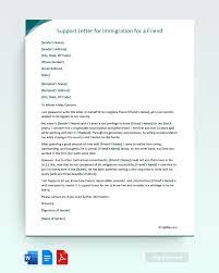 immigration letter for a friend word