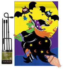 bats witch fall garden flag