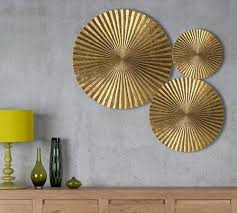 Round Iron Metal Gold Wall Art Set Of 3