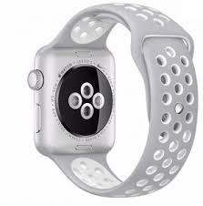 Sliver White Breathable With Holes Sport Silicone Watch Band For Apple Watch 44mm Series 4 Bracelet Strap