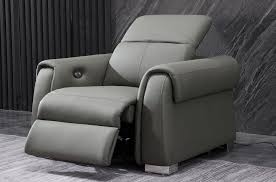 Un design innovant pour un fauteuil relax haut de gamme. Fauteuil 1 Place Avec 1 Relax Electrique En Cuir Italien Buffle Toprelax Gris Fonce Mobilier Prive