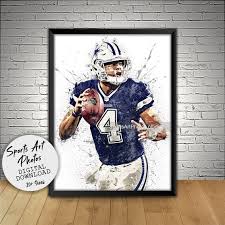 Dak Prescott Poster Dallas Cowboys Wall