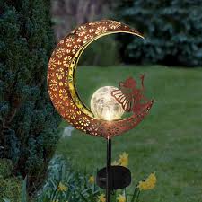 Exhart Solar Filigree Moon Stake With