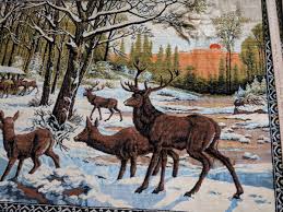 vtg wildlife scene elk tapestry wall