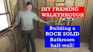 bathroom half wall framing diy you