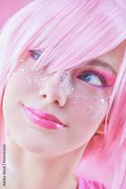 anime makeup and hairstyle stock photo
